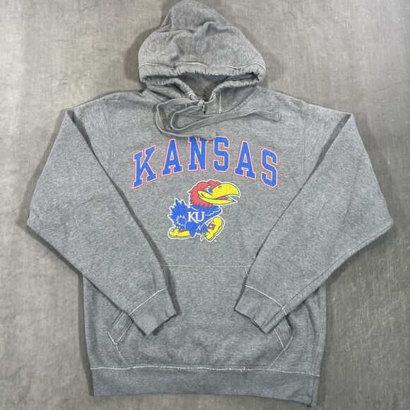 Univ of Kansas KU Jayhaw Men's Medium Gray New Agenda Pullover Sweatshirt Hoodie - Picture 1 of 5